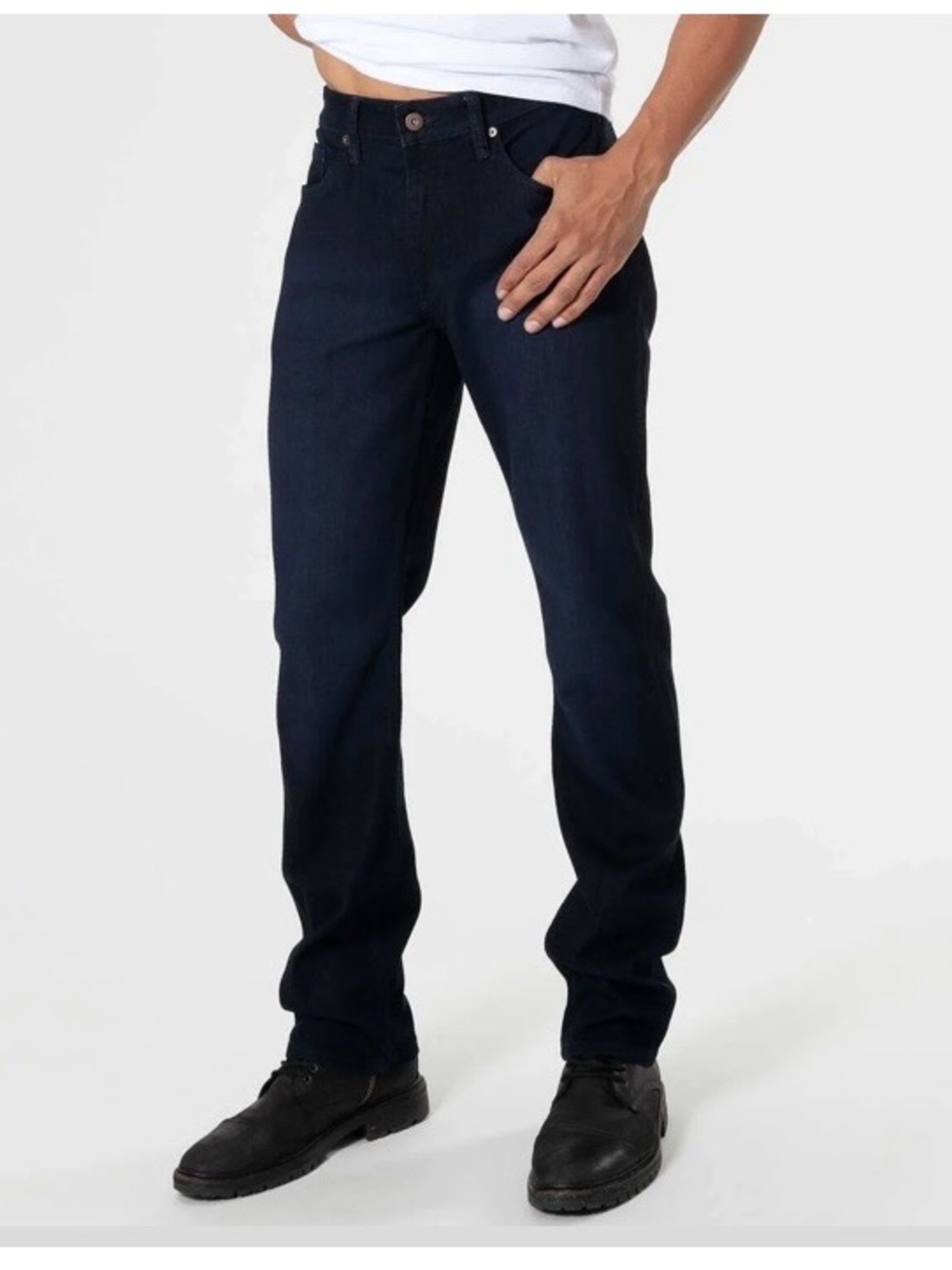 Men's Black Straight High Stretch Jeans - True Classic
